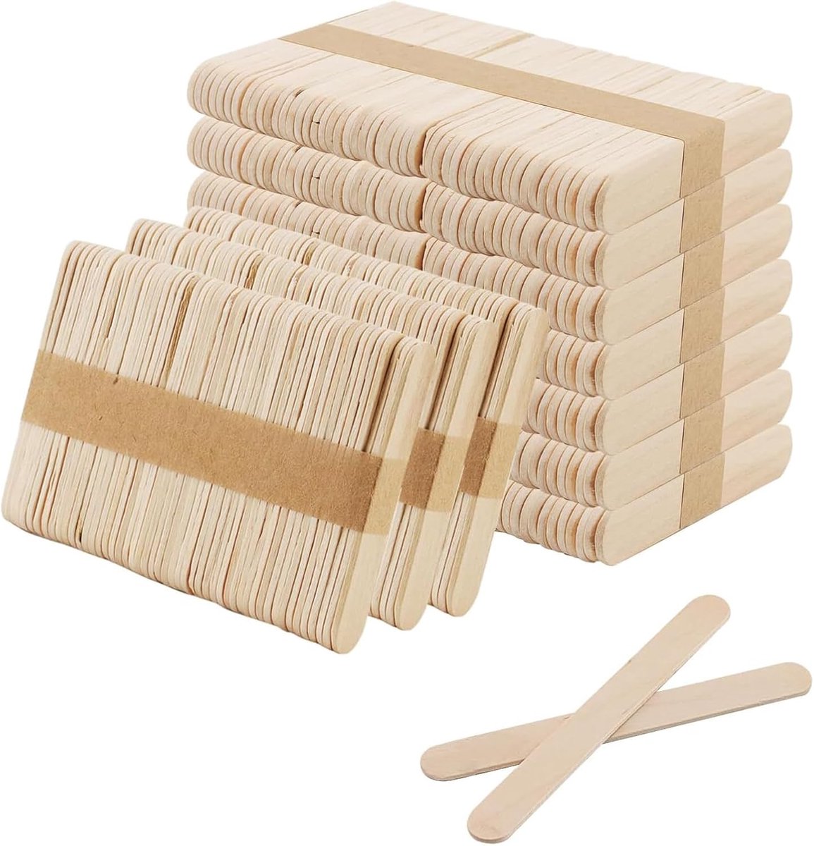 SnelShoppen - 1000 Mini Houten Spatels voor Knutselen, 65x10x2mm, Lichte Berkenhout, Perfect voor Kleine Projecten, Modelbouw en Creatieve Activiteite