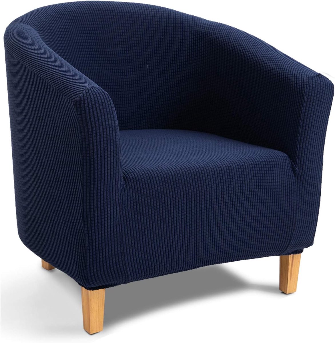 SnelShoppen - Jacquard Tub Chair Cover - Stretchbare, Wasbare en Antislip Club Fauteuil Cover in Donkerblauw - Bescherming voor Feest, Tuin en Woonkam
