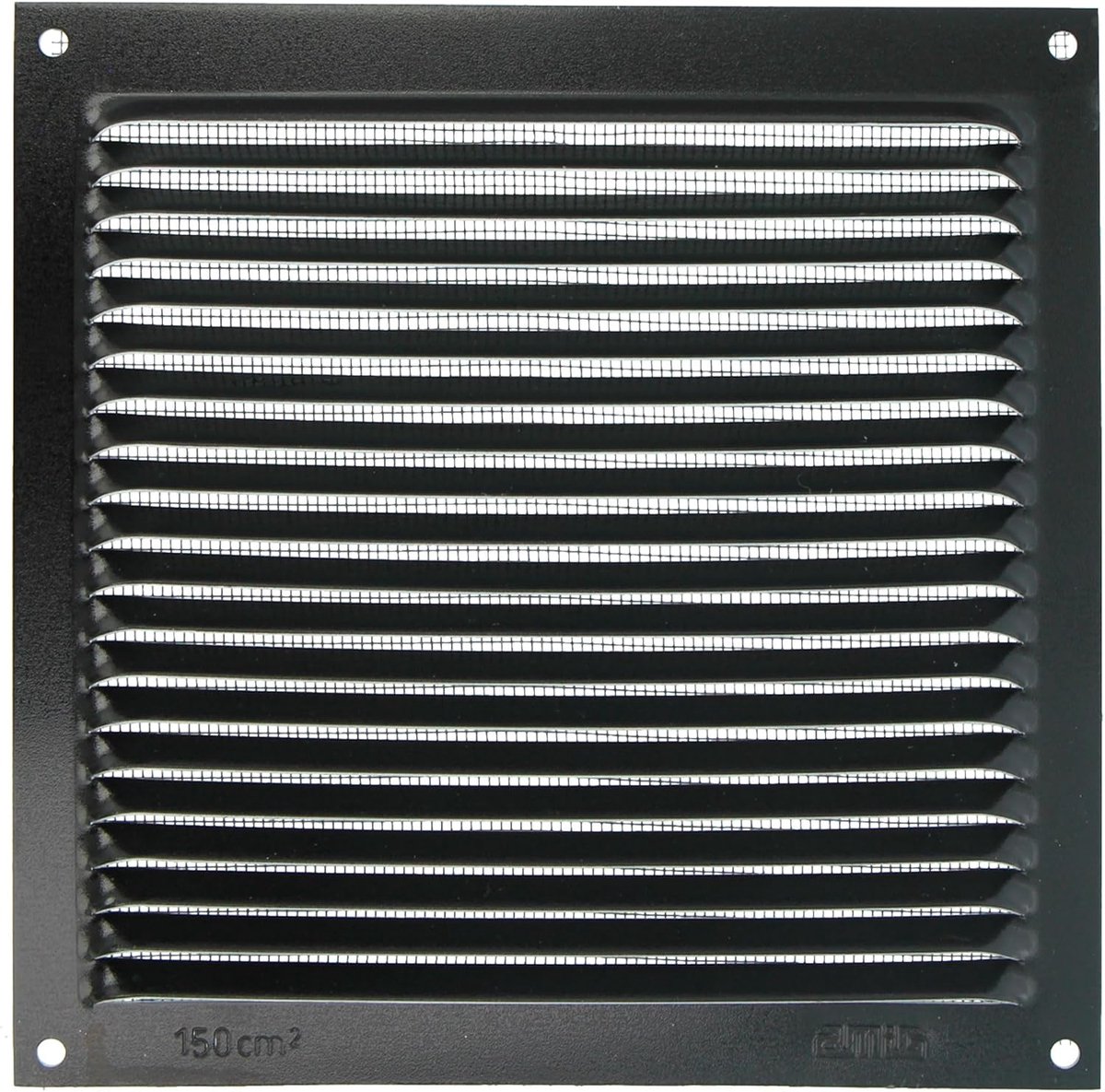 SnelShoppen - Ventilatiegrille met Muggennet - Aluminium Luchtuitlaat Grille 170x170mm - Zwart - Ideaal voor Keuken en Badkamer