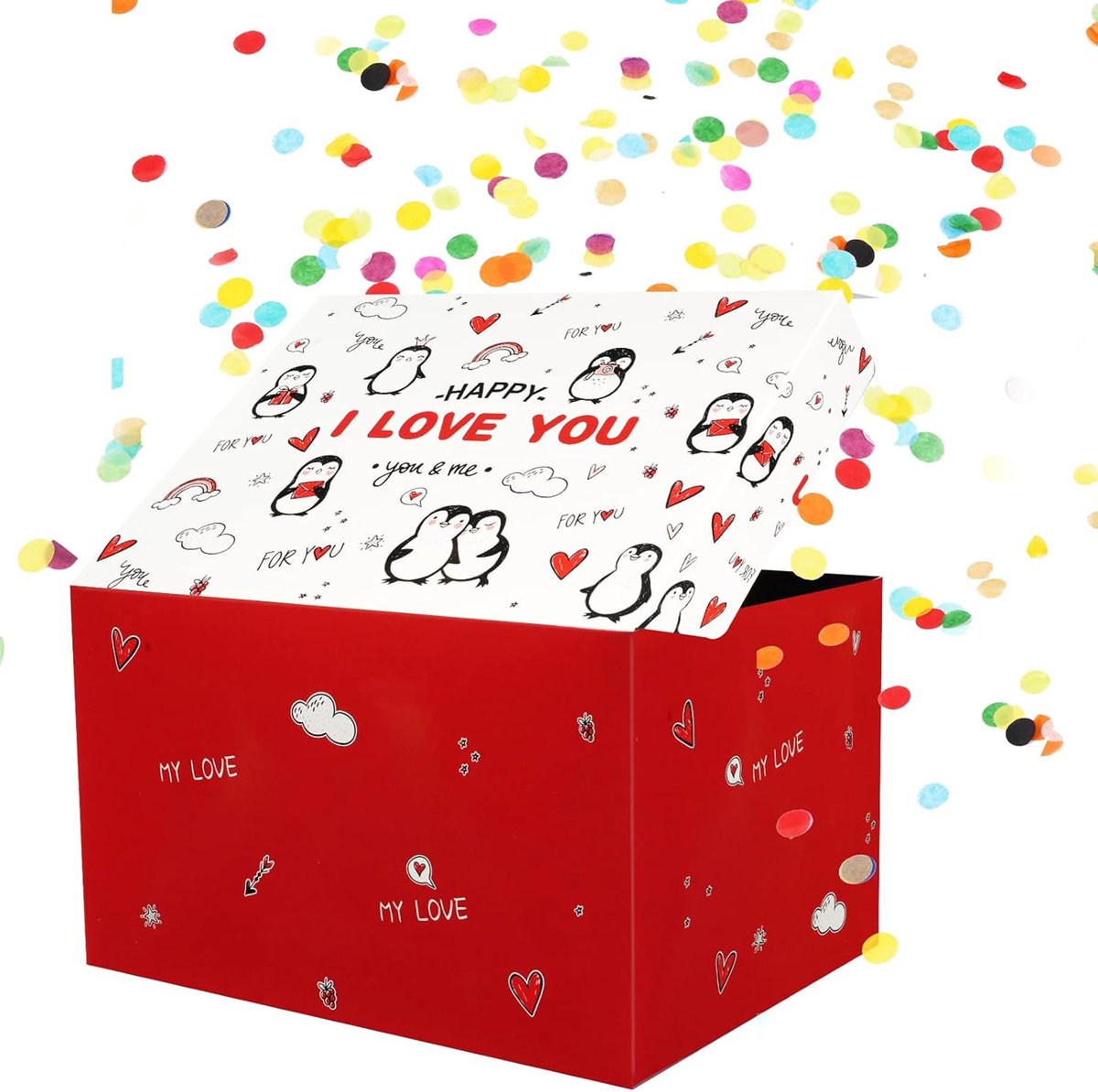 SnelShoppen - OFFCUP Explosieve Confetti Cadeau Doos - Verrassingsdoos voor Verjaardag, Valentijn, Bruiloft, Jubileum, Gefeliciteerd - Unieke Cadeau V