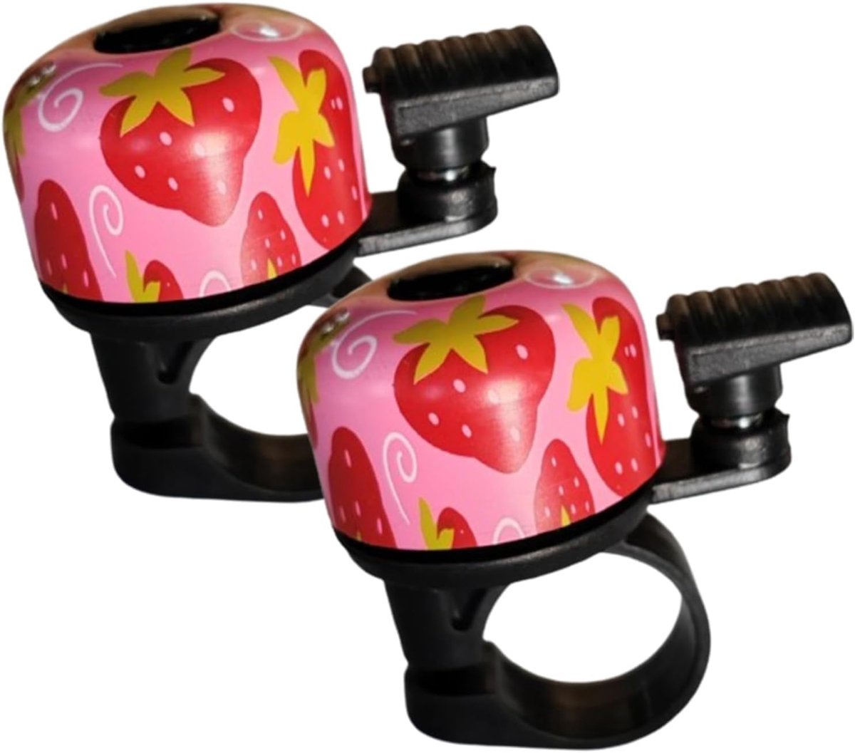 SnelShoppen - Fietsbellen voor Kinderen - 2 Stuks Retro Stijl met Aardbei Motief - Universele Geluidskwaliteit voor Fietsen, Mountainbikes en Scooters
