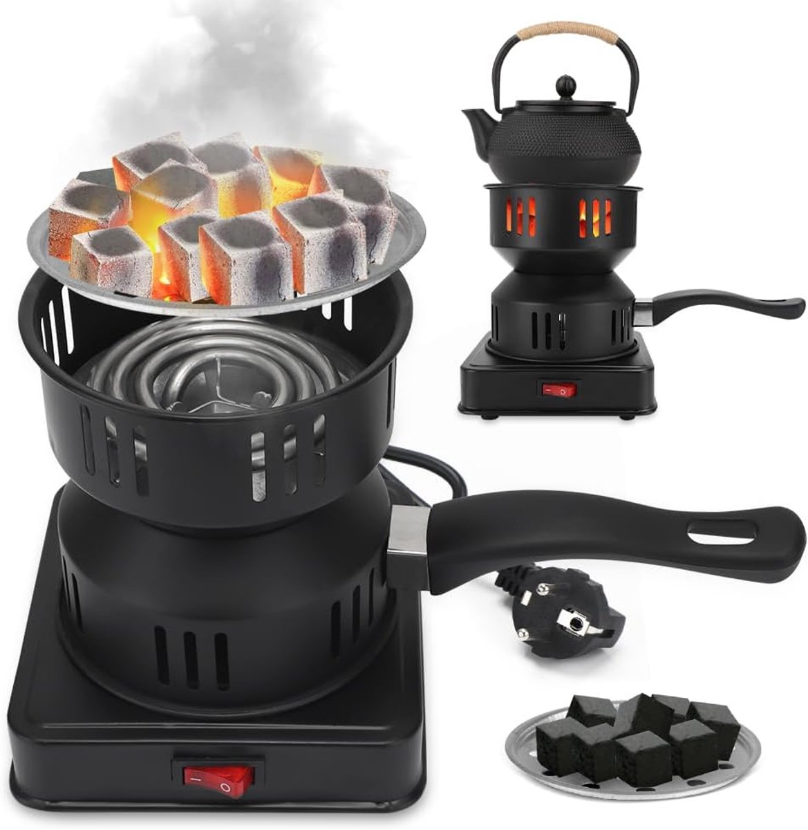 SnelShoppen - Elektrische Houtskoolaansteker 450-600 W - Draagbare Kolengrill Brander met Lange Kabel en Handvat - Veilig, Robuust en Ideaal voor Tuin