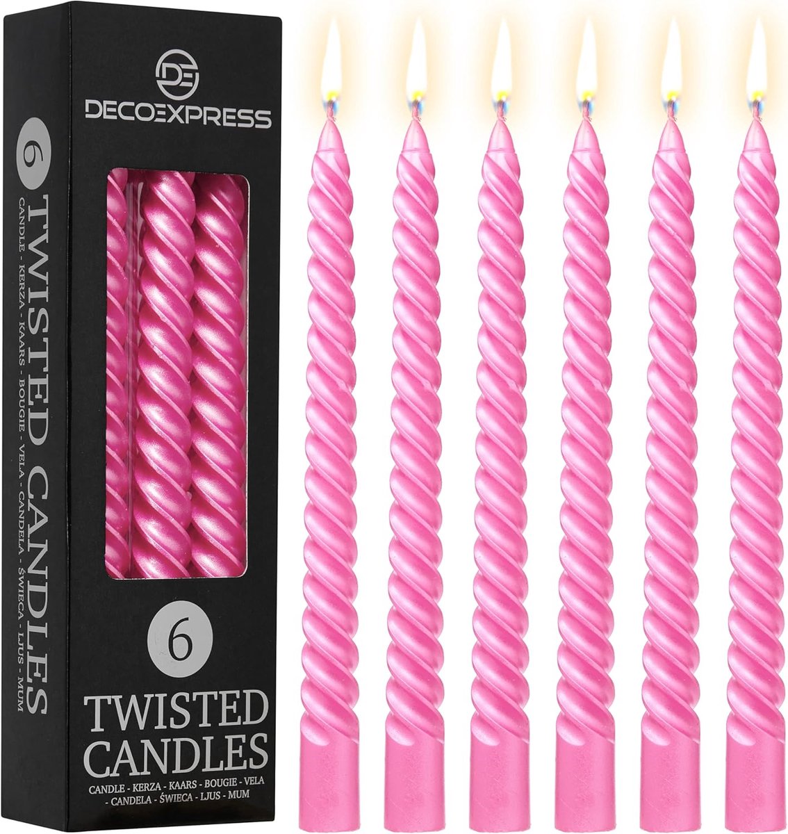 SnelShoppen - Twisted Dinner Candles, 6 Stuks, Kleurige Spiral Kaarsen, 6 Uur Brandduur, Niet Druppend, Perfect voor Feestjes, Tafelsetting, Decoratie