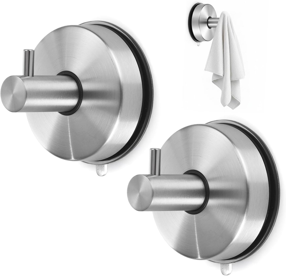 SnelShoppen - 2 Pack Suction Cup Hooks voor Deur Kransen, 304 RVS Wreath Hanger, Geen Boren Nodig, Verwijderbare Handdoekhouder, Extra Sterk, 5 kg Cap