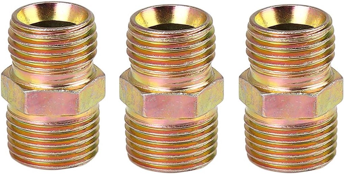 SnelShoppen - Sourcing Folder 3 pcs. M16 x 1.5 mm op 3/8" NPT Rechte Lucht Slang Adapter - Duurzaam, Roestvrij, Hoge Temperatuur, Geen Lekkage, Eenvou