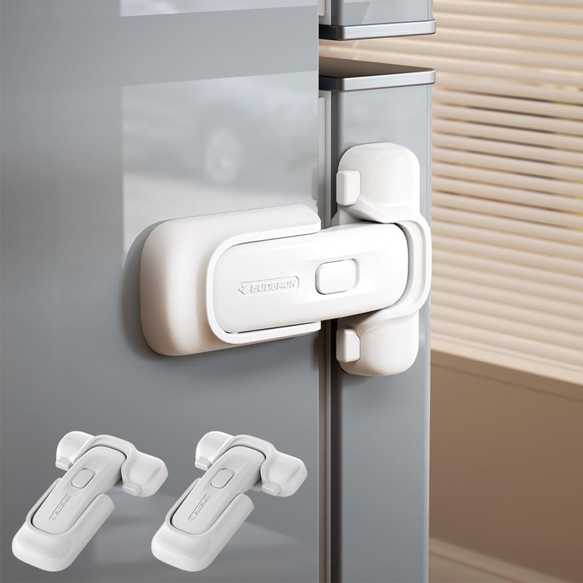SnelShoppen - Fridge Lock voor Kinderen, Kindveilige Koelkast & Vrieskast Slot, Eenvoudig te Installeren, Geen Gereedschap Nodig, Wit, 2 Stuks