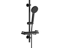 SnelShoppen - Douche Set RVS met Douche Bord, Douche Rail 70cm, Douche Stang met Houder, Douchekop met Slang en Houder voor Badkamer, Rond, Mat Zwart