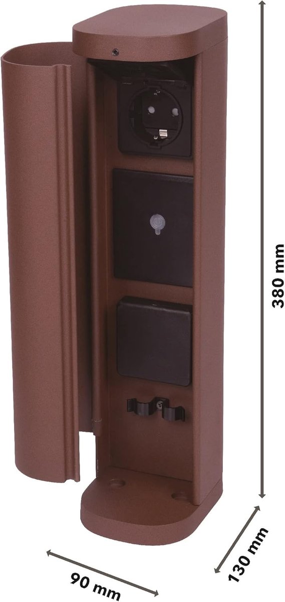 SnelShoppen - Buitensocket - Smart Garden Socket - 2x Schuko - Rustkleur - Aluminium - 3680W - Tuya App - iOS & Android - Tuin - Camping