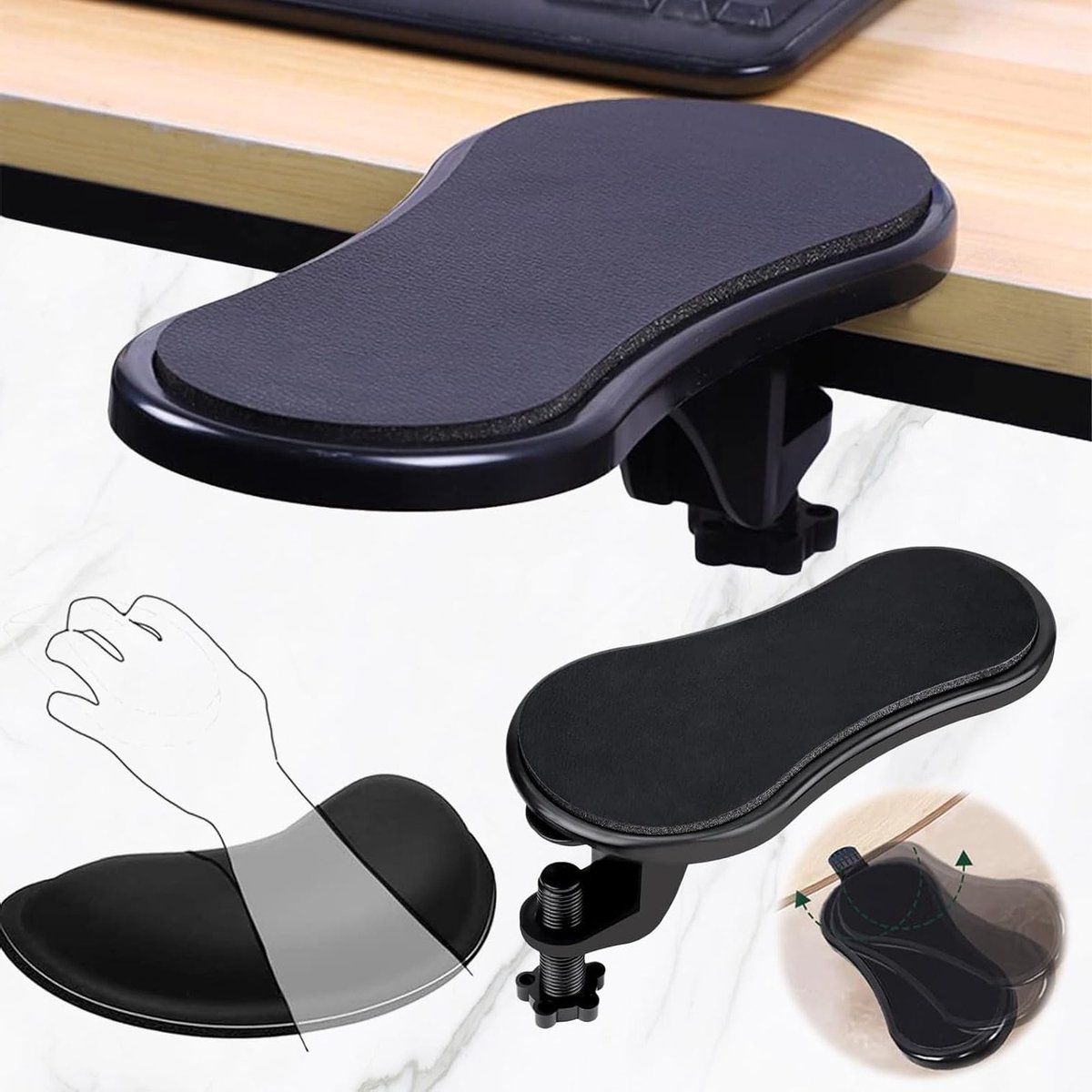 Verstelbaar Armsteun Kussen voor Computer, Afneembare Armsteun voor Bureau, Ergonomische Handsteun voor Comfortabel Werken en Ondersteuning van de Armen