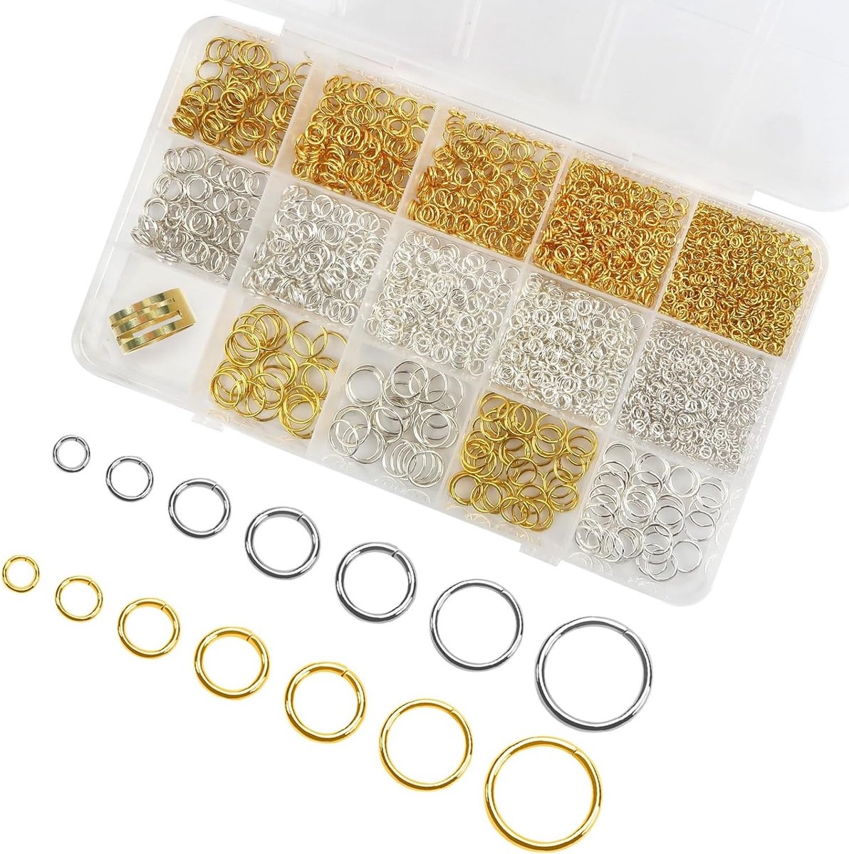 2300 Stuks Springringen en Splitringen in Goud en Zilver van 3 tot 10mm voor Kettingarmbanden en DIY Sieraden Maken met Ringopeners