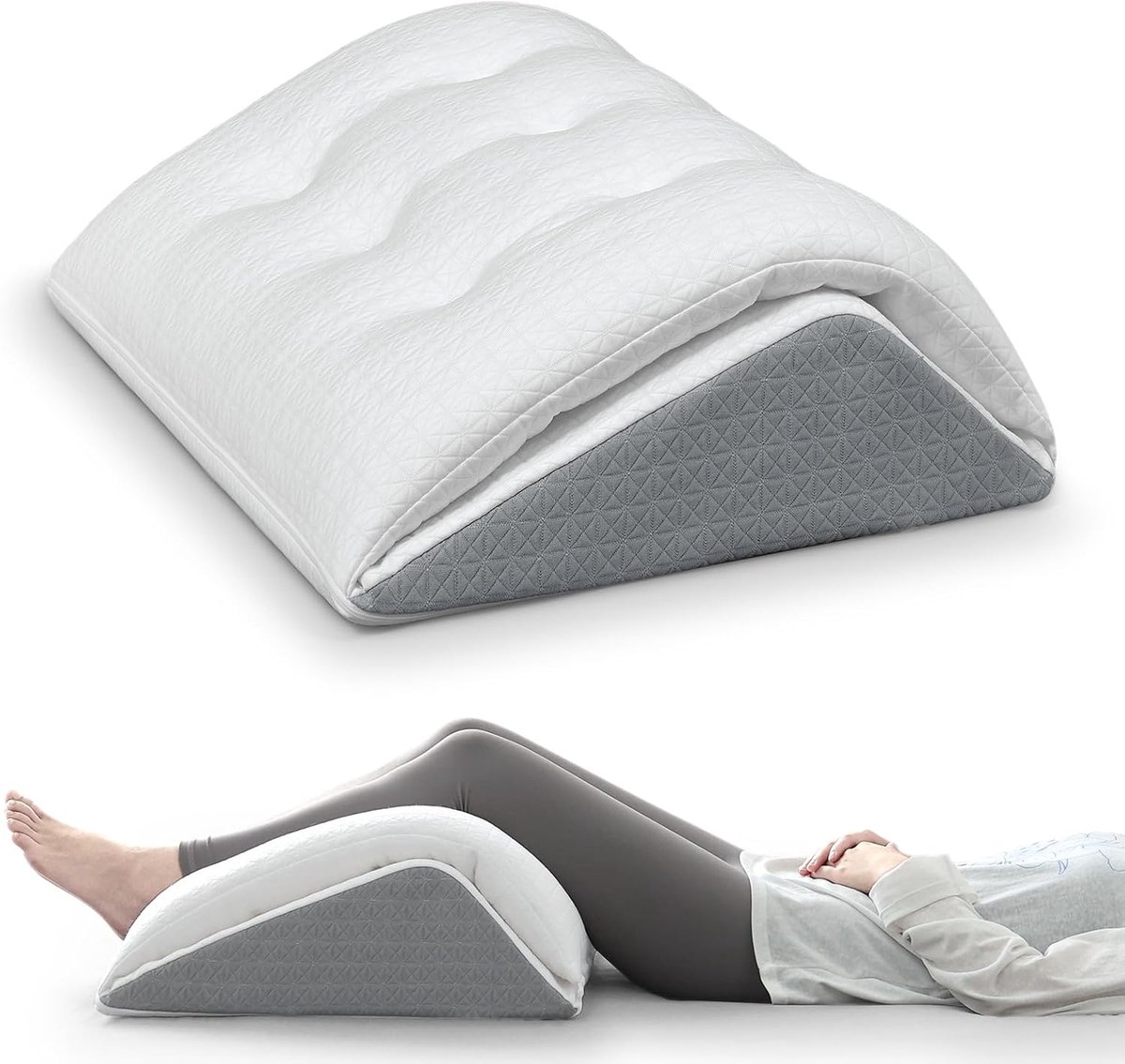 SnelShoppen - Vein Pillow - Kussen voor benen, knie kussen voor rugslapers - Twee-laags driehoekig traagschuim kussen voor comfort in bed of op de ban