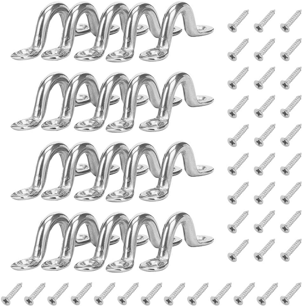 SnelShoppen - Pad Eye Straps 20 Stuks RVS Bevestigingshaken met Bug Design voor Kayak, Canoe, Tuin en Camping