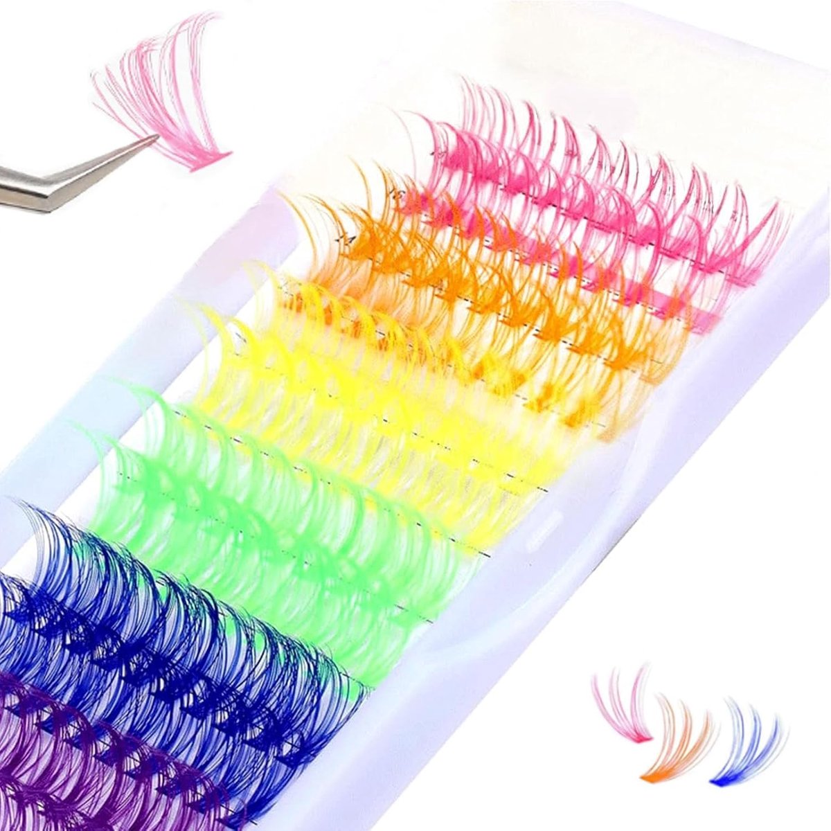 SnelShoppen - Colorful Eyelashes, Nepwimpers, 120 Pack 3D Valse Wimpers, Gekleurde Zachte Wimpers voor Halloween, Feest, Carnaval, Make-up