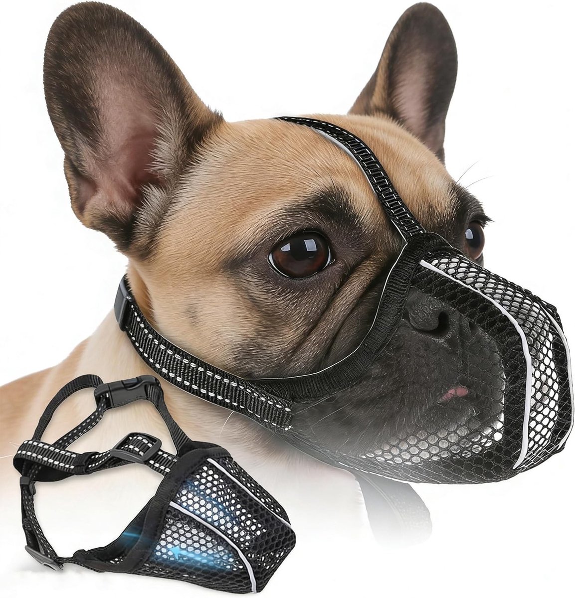 Ademend en Verstelbaar Hondenmuilkorf voor Kleine, Middelgrote en Grote Honden - Lichte Mesh Teething Bescherming tegen Voeding
