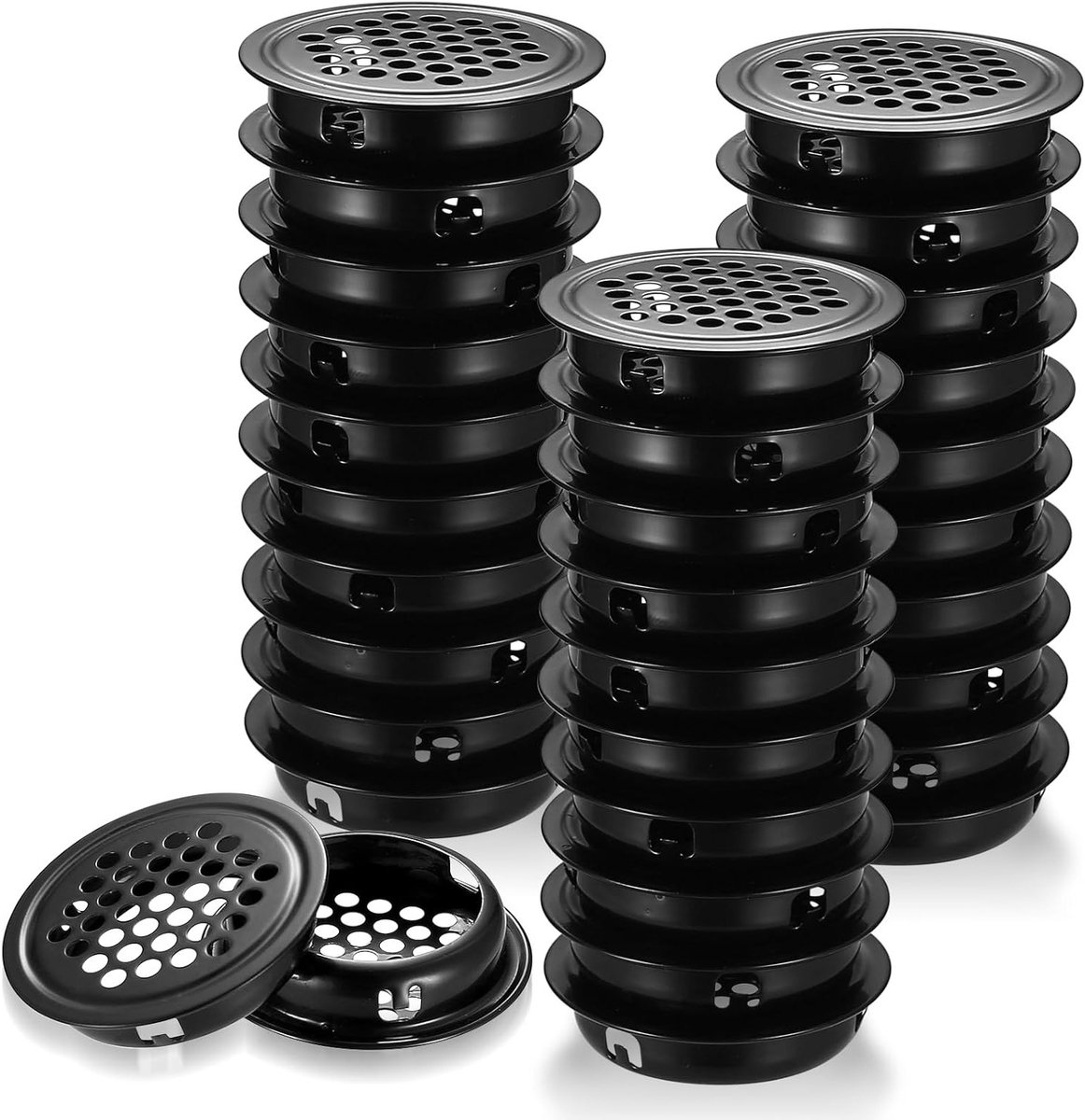 Ronde Ventilatieroosters 32 Stuks 35mm Zwart RVS Ventilatieopeningen voor Meubels, Keuken 