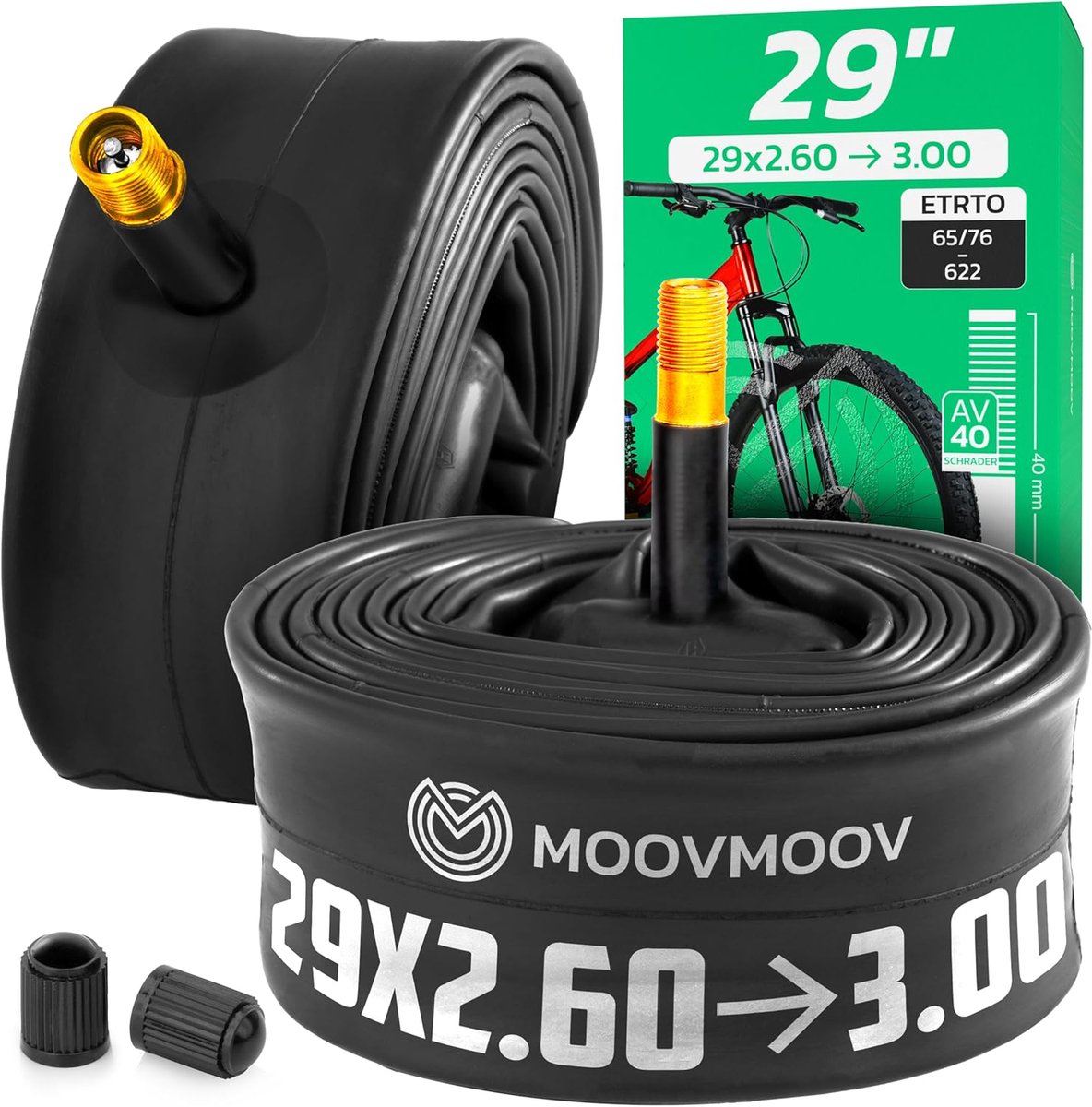 SnelShoppen - 2x MoovMoov Binnenband 29 inch - Geschikt voor Banden 29x2.60, 29x2.80, 29x3.00 - Schrader Ventiel 40mm - Fietsaccessoires voor Brede Ba