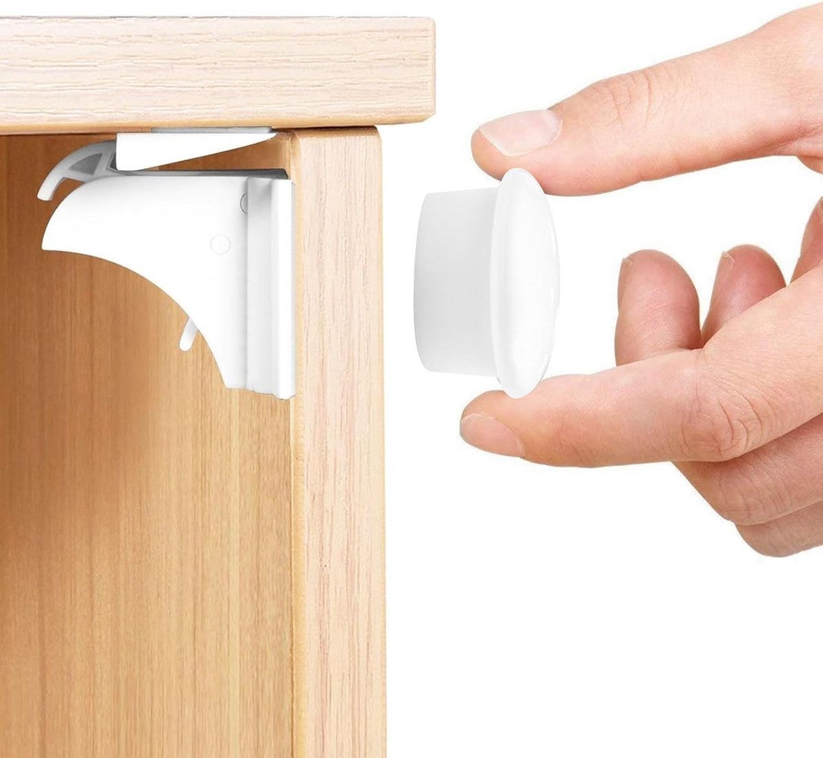SnelShoppen - Set van 10 Stuks Baby Drawer Security - Kindvriendelijke Cabinet Locks, Magnetisch, Veiligheid voor Kinderen, Wit, Geschikt voor Keukens