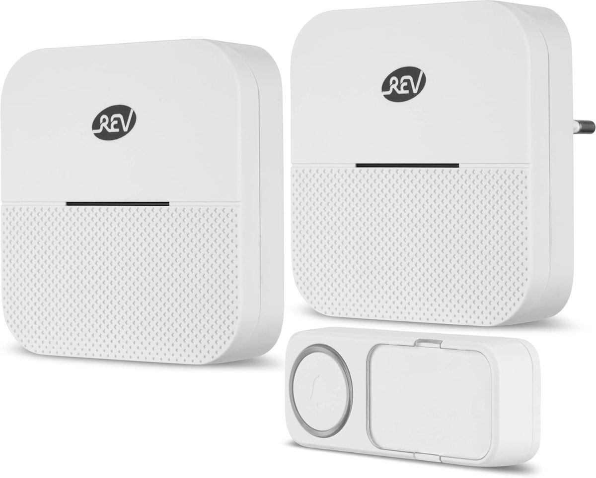 SnelShoppen - Wireless Gongset met Drukknop - 20 Transmitters - 52 Melodieën - Compact en Ruimtebesparend - Ideaal voor Feesten, Tuin en Camping - Wit