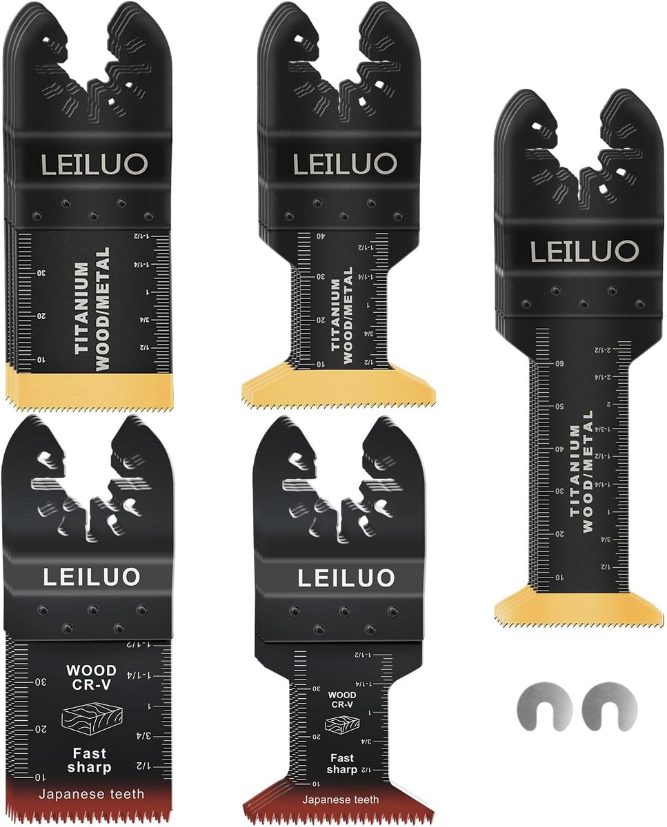SnelShoppen - 20 Stuks Multitool Zaagbladen Set, Professionele Snijset met Japanse Tanden, Titanium, Universele Oscillerende Zaagbladen met Opbergtas,