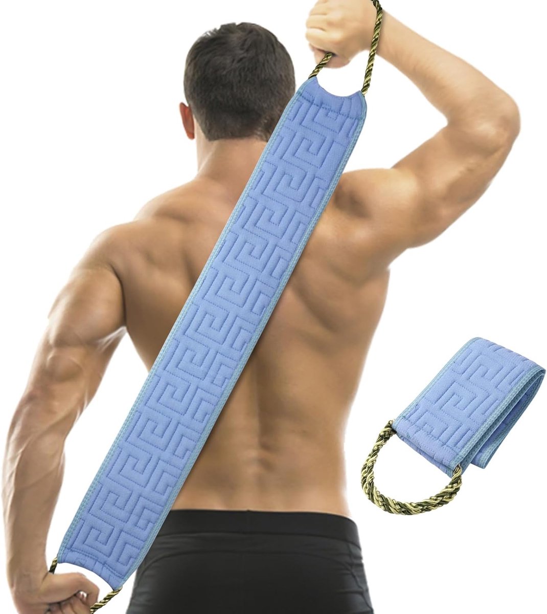 SnelShoppen - Exfoliërende Rugschrobber voor Douche, 68 cm met Handvatten, Dubbelzijdige Lichaamsrubber, Badhulpmiddel voor Diepe Scrubbing voor Manne