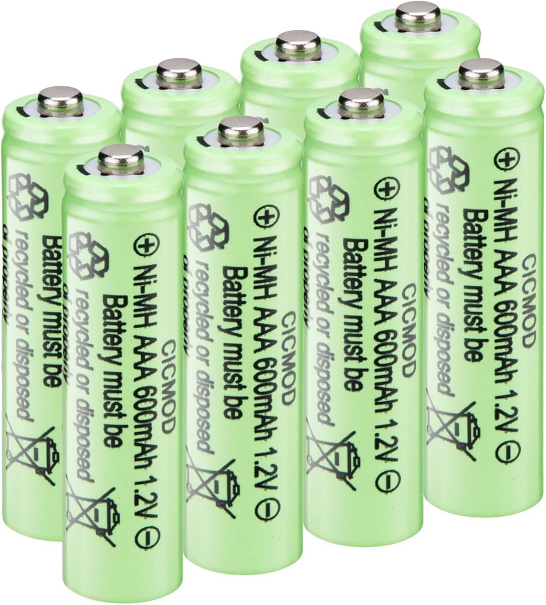 SnelShoppen - 8 Stuks AAA 600mAh Oplaadbare Ni-MH Batterijen - Milieu-vriendelijk, Herbruikbaar, 1.2V, Ideaal voor Tuin, Speelgoed, Camping en Elektro