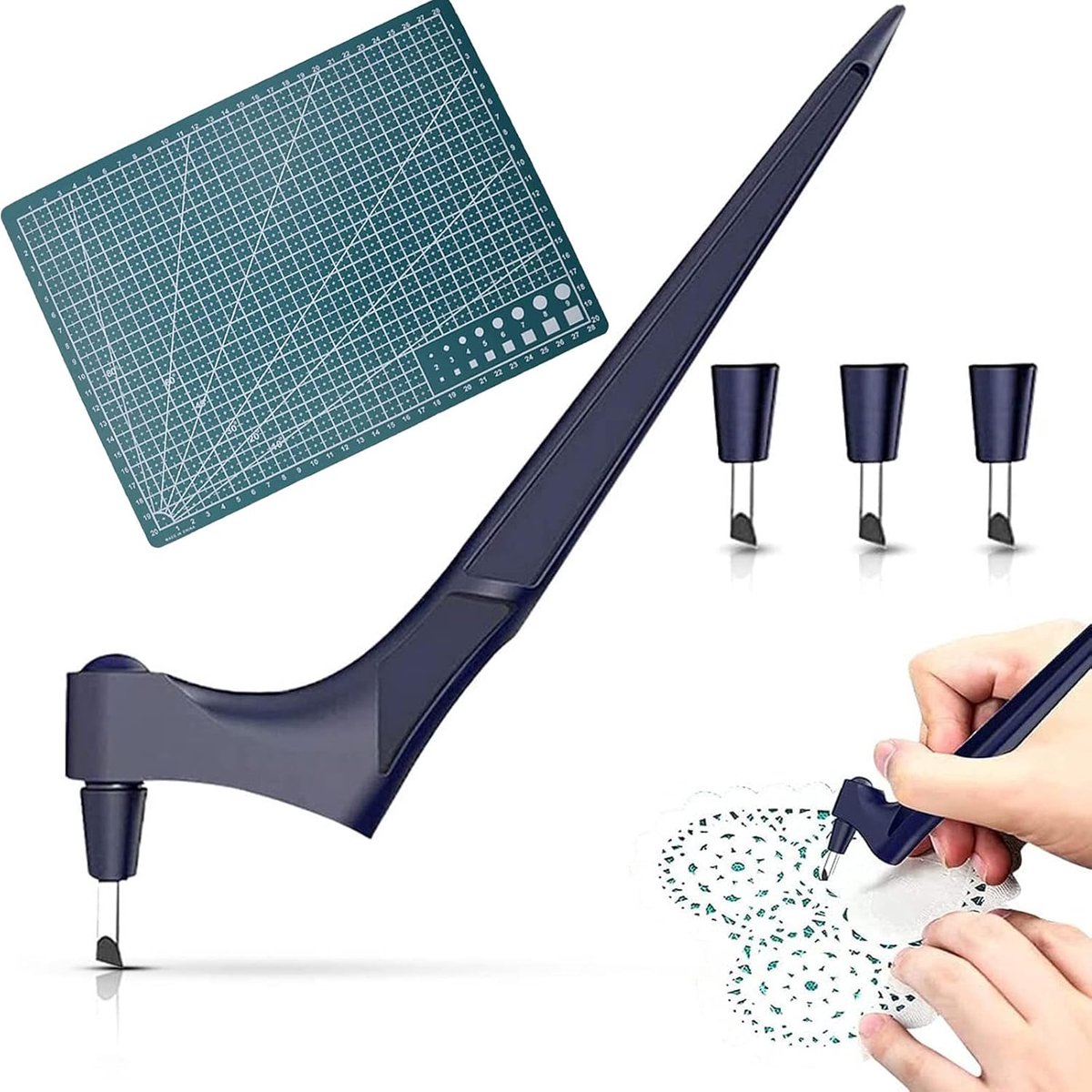 Thijox - Carving Craft Messenset - Gyro Cutter - Snijgereedschap 360 Graden - Precisie Roestvrij Staal - Ambachtelijke Mes met 2 Reservemessen en Snij
