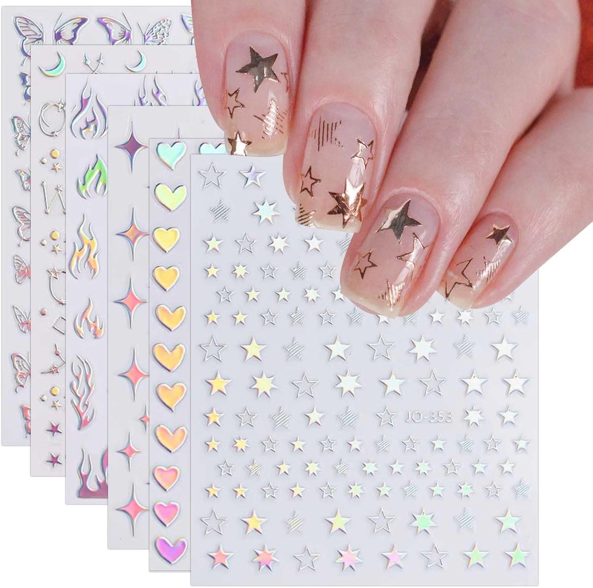 SnelShoppen - Aurora Holografische Nagelstickers - 9 Bladen Zelfklevende Nagelart Decoratie - Elegant en Sensueel voor Feest en Dagelijks Gebruik