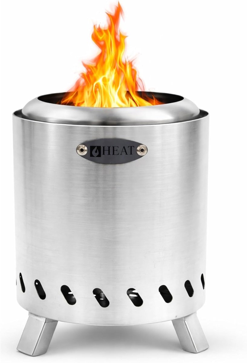 SnelShoppen - HEAT Rokfri Smoking Fire Pit - Compacte Rookvrije Tuinhaard - 16x16x20cm - RVS Buitenhaard voor Balkon en Terras
