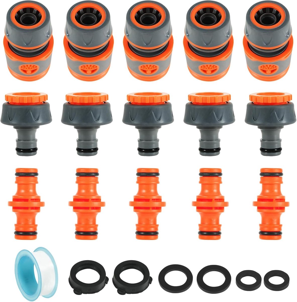 SnelShoppen - 15 Stuks Tuinslangconnectoren en Fittingen Set - Buitentuinslang Koppelingen - Slangconnectoren voor Buitenkranen 1/2" en 3/4" - Inclusi