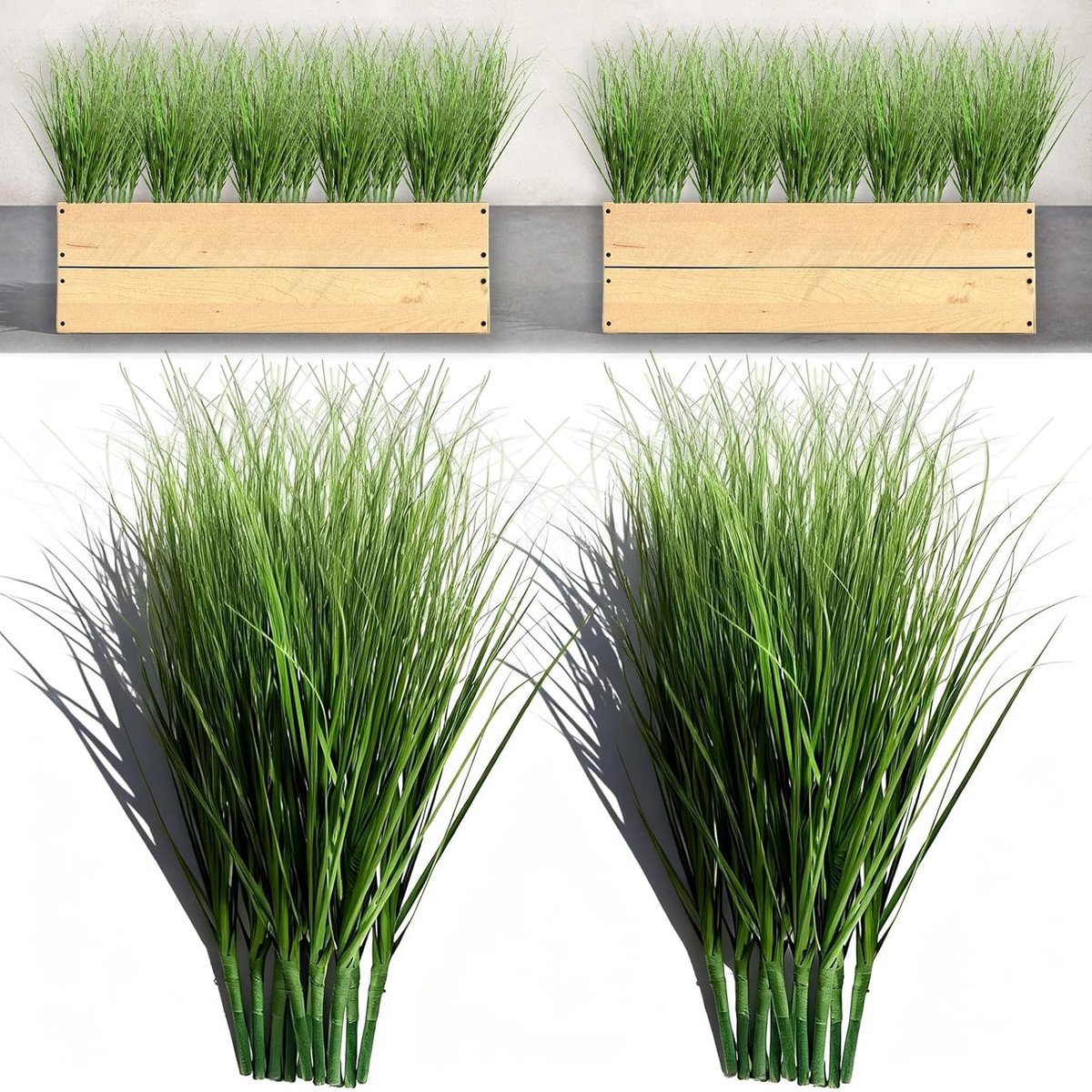 SnelShoppen - 20 Stuks Kunstuiengrasplanten 25 cm Hoog, Weerbestendige Kunstgras Groene Planten, UV-Bestendige Decoratie voor Tuin, Balkon en Woonkame