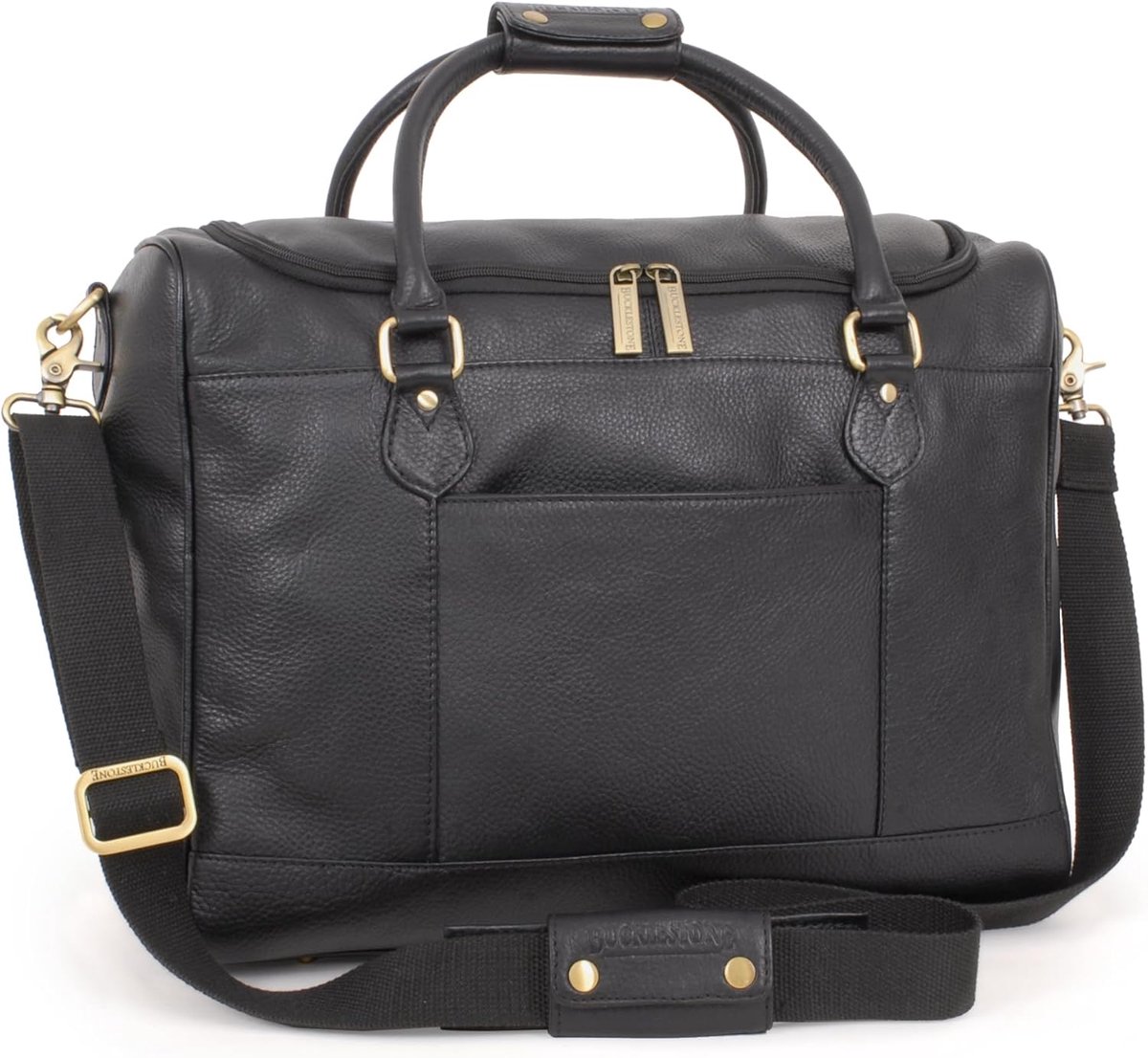 SnelShoppen - Heren Leder Reisbag - Medium Weekendtas - Cabine Handbagage met Verstelbare en Afneembare Schouderband - Edinburgh, Zwart, Duffle Reisba