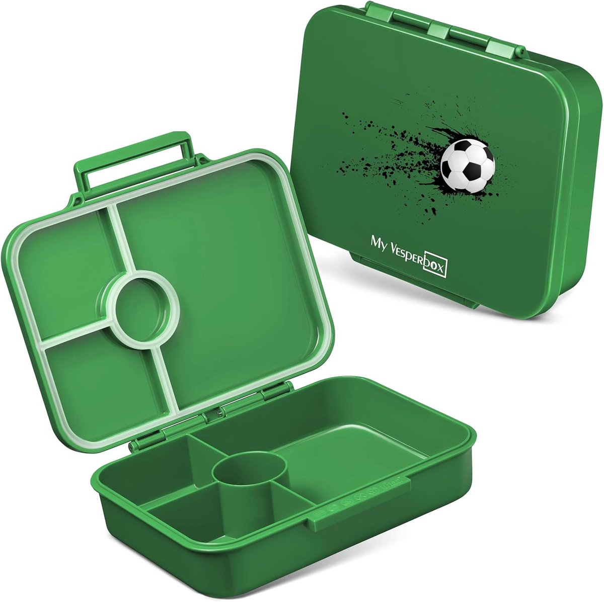SnelShoppen - BIA Bento Box voor Kinderen - Levensmiddelenbox, Lekvrij, BPA-vrij, Robuust, Groene Voetbal Design, Ideaal voor School en Kinderopvang