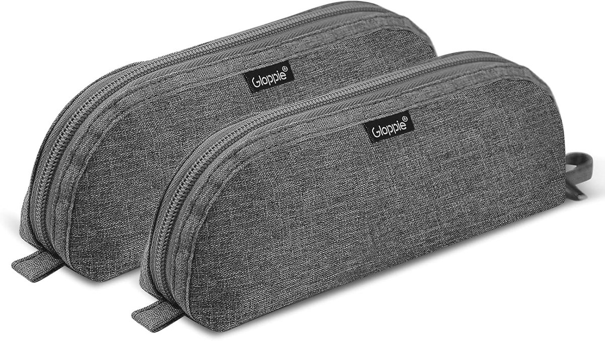 SnelShoppen - 2-PACK Aesthetic Pencil Pouch - Praktische Potloodetui - Ruime Pennenhouder - Waterdicht & Scheurvast - Grijs - Back to School & Kantoor