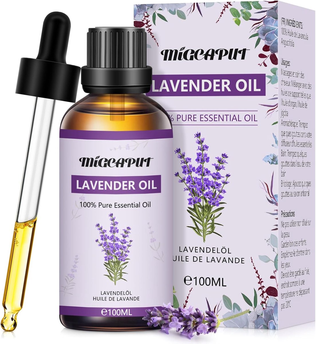 Thijox - Lavendel Etherische Oliën 100ML, 100% Natuurlijke Aromatherapie Olie voor Diffuser, Luchtbevochtiger, Premium Kwaliteit, Ideaal voor Massage,