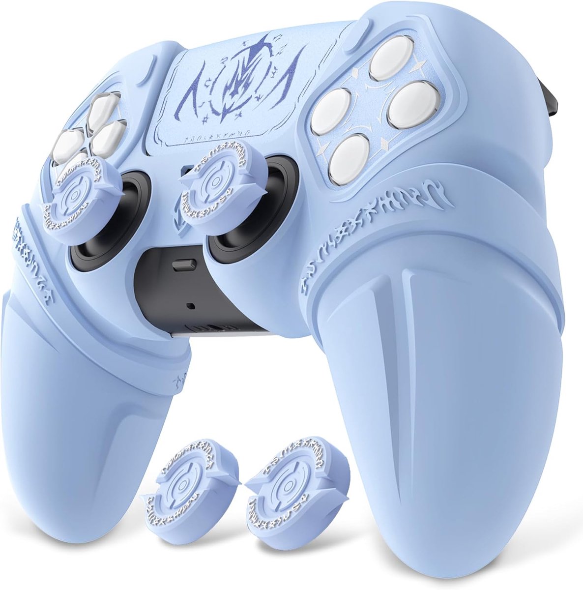 SnelShoppen - PlayVital Controller Silicone Cover voor PS5 met Thumb Grips, Touchpad Skin, D-pad Sticker, Antislip Beschermhoes Grip Cover, Blauw (Run