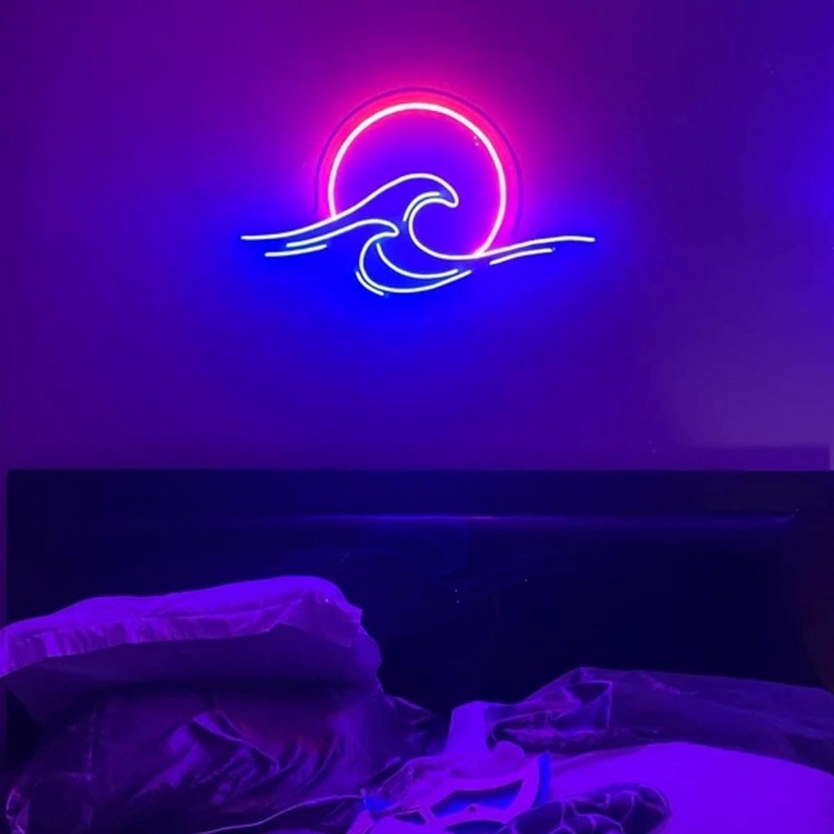 SnelShoppen - Dimbare Neon Zonsondergang Sunrise Wanddecoratie LED Anime Nachtlamp Acryl Lichtgevende Golfverlichting voor Slaapkamer, Woonkamer, Stud
