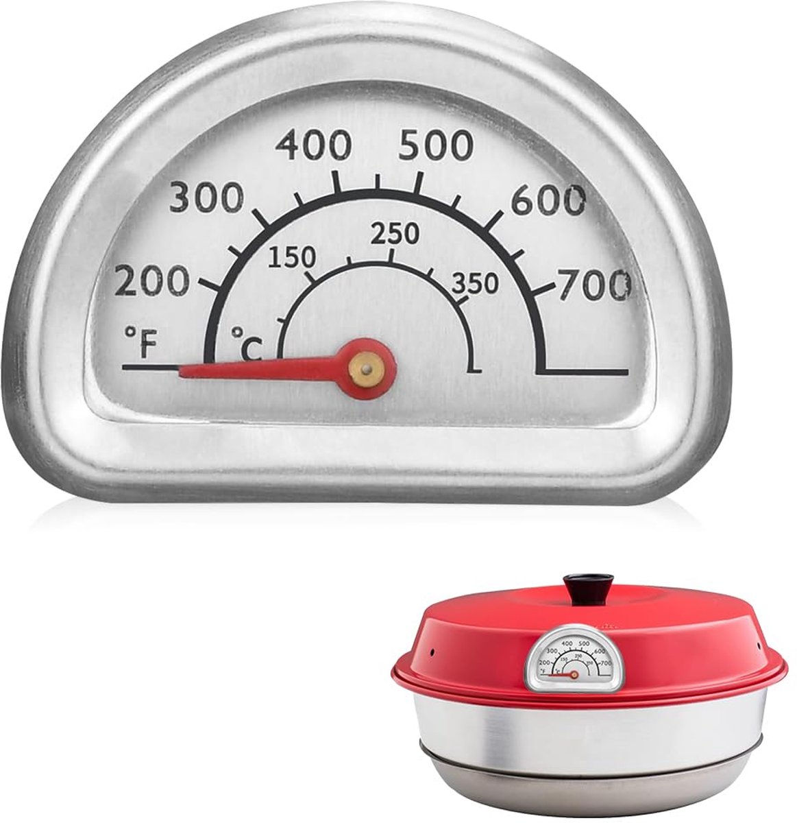 SnelShoppen - Thermometer voor Oven en BBQ Grill - Roestvrij Staal - Temperatuur 0°C - 350°C - Perfect voor Bakken en Grillen - Ideaal voor Keuken en