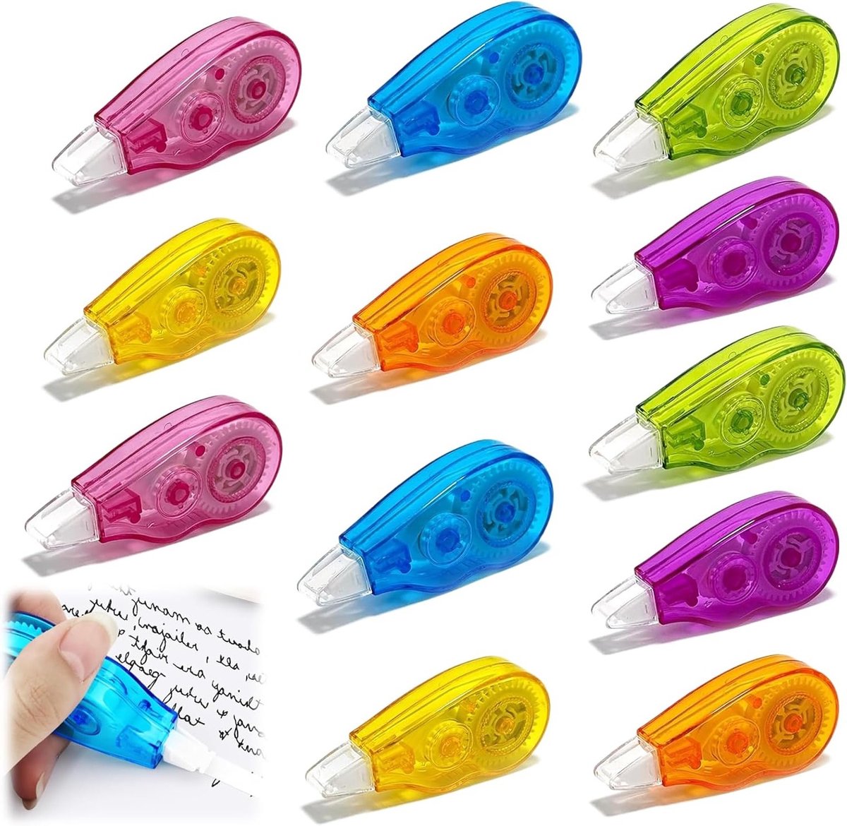 Set van 12 Correctietapes, 4m x 5mm Mini Pocket Tape voor School en Kantoor, Ideaal voor Fouten Verbeteren en Schrijven