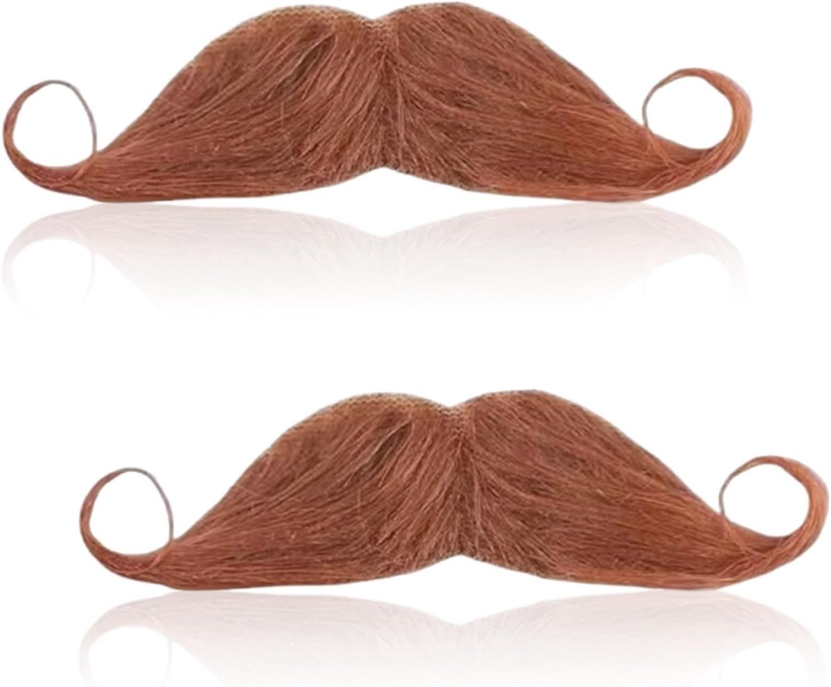 Set van 2 Neppetjes voor Snor en Baard voor 80s Carnavalsfeest - Bruin, Feestaccessoires, Kostuumdecoratie, Retro Look