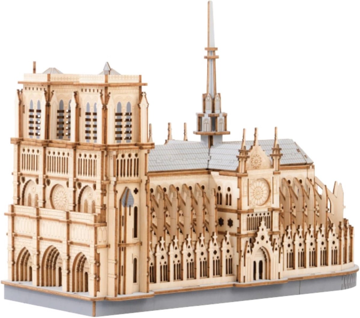 SnelShoppen - 3D Houten Puzzel Notre Dame de Paris - DIY Architectuur Model Kit - Laser Cut Gothic Gebouw voor Volwassenen en Tieners - Creatieve Woon