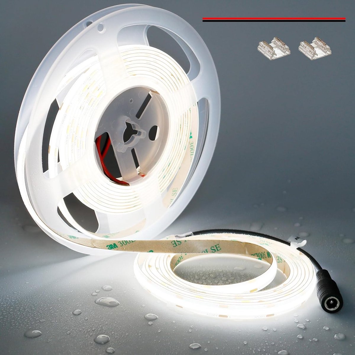 SnelShoppen - 12V COB LED Strip 5M Waterproof IP65 Daglicht Wit 5000K 480LEDs/M Dimbaar Energiezuinig Voor Binnen Buiten Keuken Badkamer Tuin DIY Deco