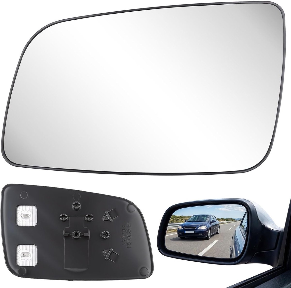 Buitenspiegelglas voor Opel Astra G 1998-2004 - Verwarmd en asferisch reservespiegelglas voor bestuurderszijde met draagplaat - Rechts