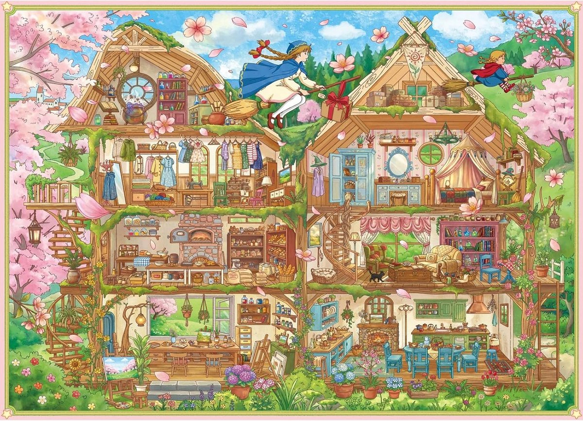 1000 stukjes puzzel heksenboomhuis | Matte oliedruk, oogvriendelijk, stofvrij, uitstekende grip en uitdagend voor puzzelliefhebbers