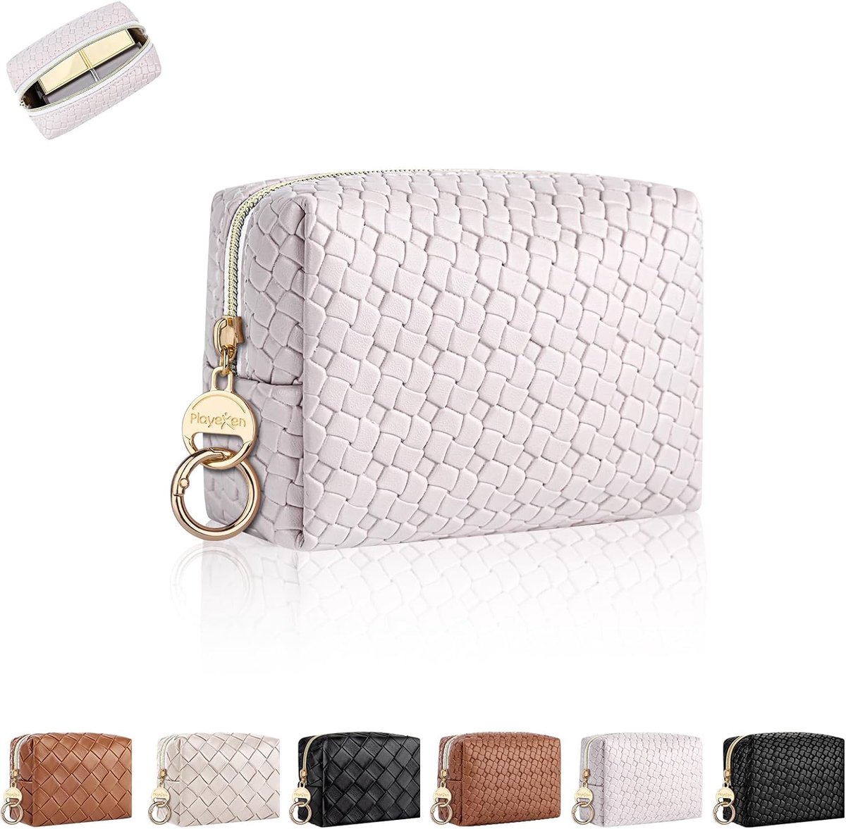 SnelShoppen - Mini Makeup Bag Dames - Waterproof Cosmetica Opbergtas - PU Leer Toilettas voor Reizen - Perfect Cadeau voor Vrouwen, Meisjes, Moeders -