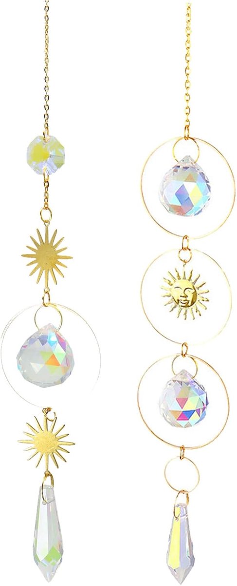 SnelShoppen - Sun Catcher Set van 2, Rainbow Raamdecoratie, Windspel met Kristallen Bollen, Ornamenten voor Thuis, Tuin, Feest, Bruiloft, Kerst, Wandd