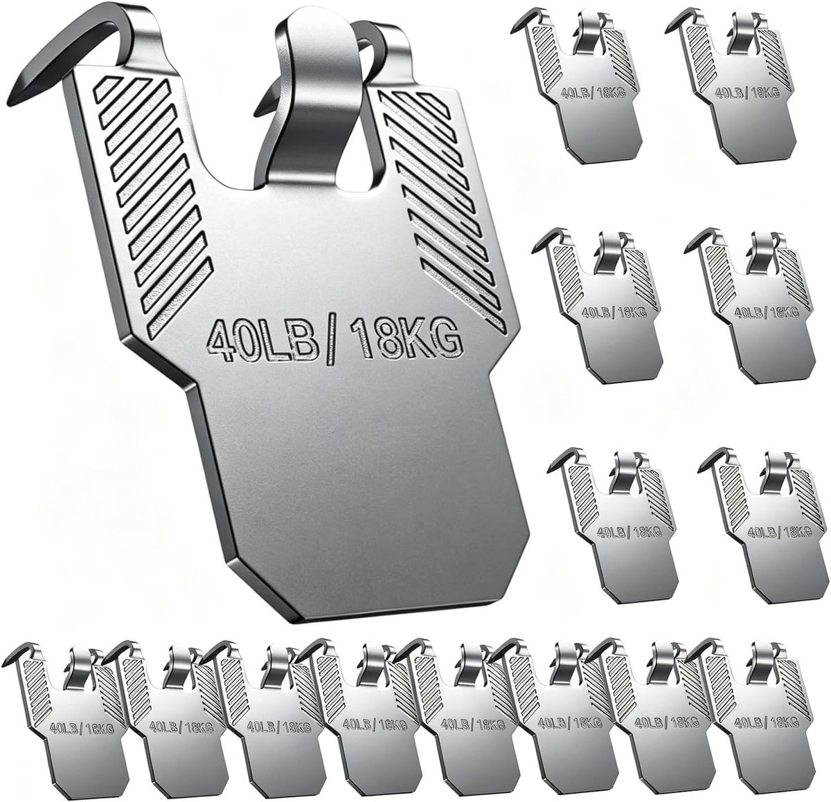 SnelShoppen - Heavy Duty Schilderijophangsysteem, 15 Stuks Claw Hangers voor Gipsplaat, Draagvermogen 18 kg, Zilver, Zonder Spijkers Ophangset voor Li