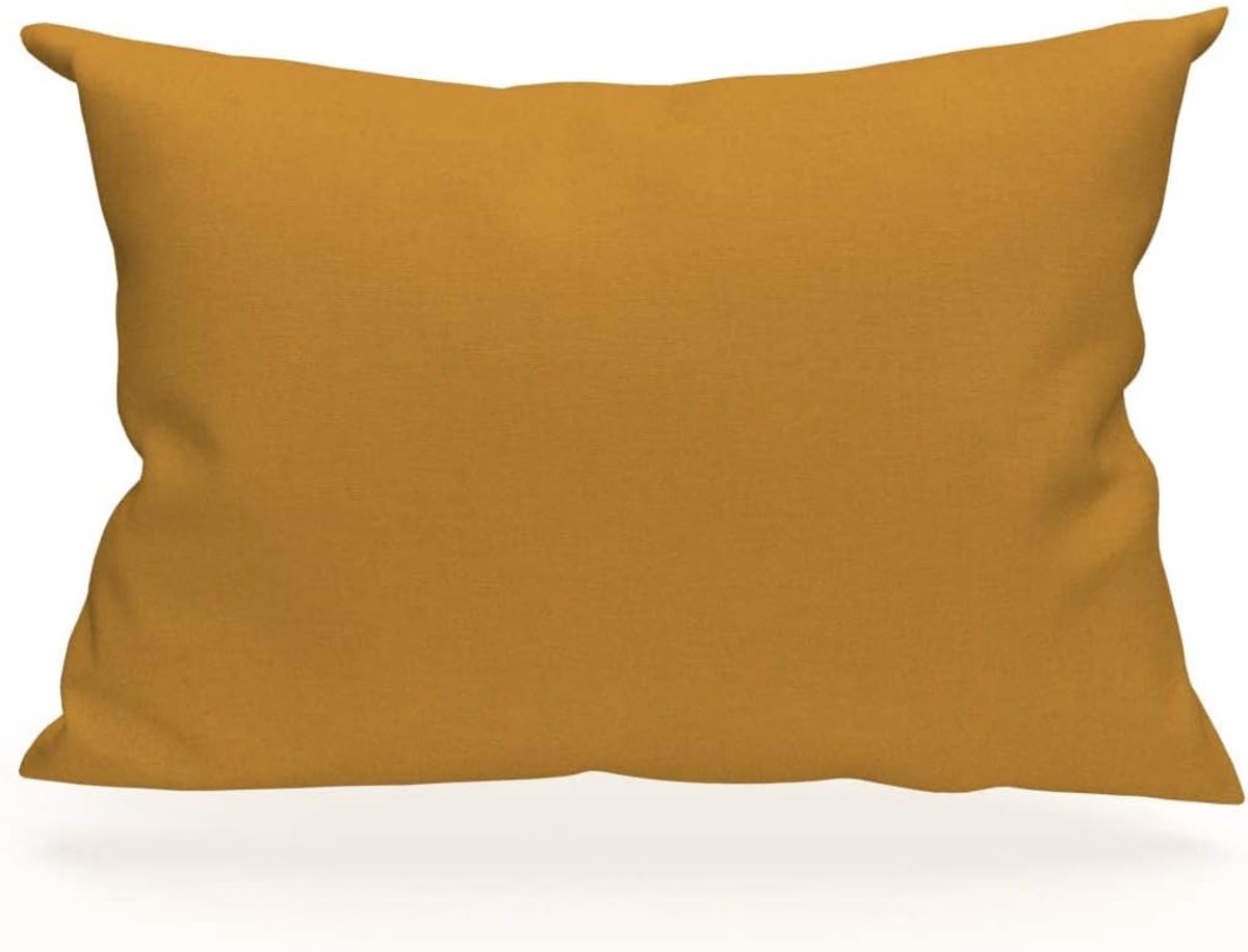 SnelShoppen - Sierkussen 50x70 cm Uni Moutard Geel - 100% Katoen, Fluffy, Perfect voor Woonkamer, Tuin, Kinderkamer, Feestjes