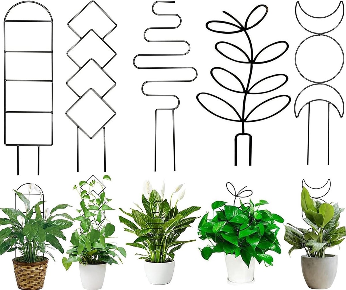 Trellis voor Klimplanten, 5 Stuks, Metalen Plantennet voor Binnen, Ideaal voor Klimplanten en Tuinvines, Ondersteuning voor Groene Bladeren en Klimop