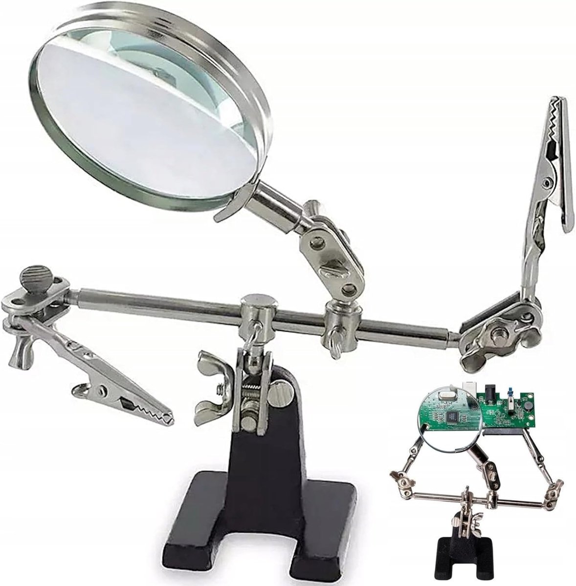 SnelShoppen - Soldering Aid Derde Hand met 2.5X Vergroter en 2 Flexibele Armen - Soldeerstation met Vergrootlamp voor Hobbyisten en Sieraadmakers