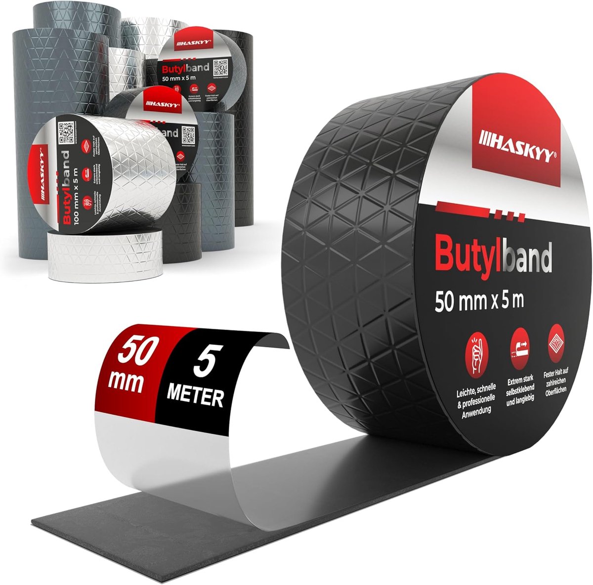 SnelShoppen - Waterproof Butyl Tape 5 cm x 5 m - Zwart, Hoogwaardige Zelfklevende Aluminium Folie, UV- en Weerbestendig, Ideaal voor Buiten en Binnen
